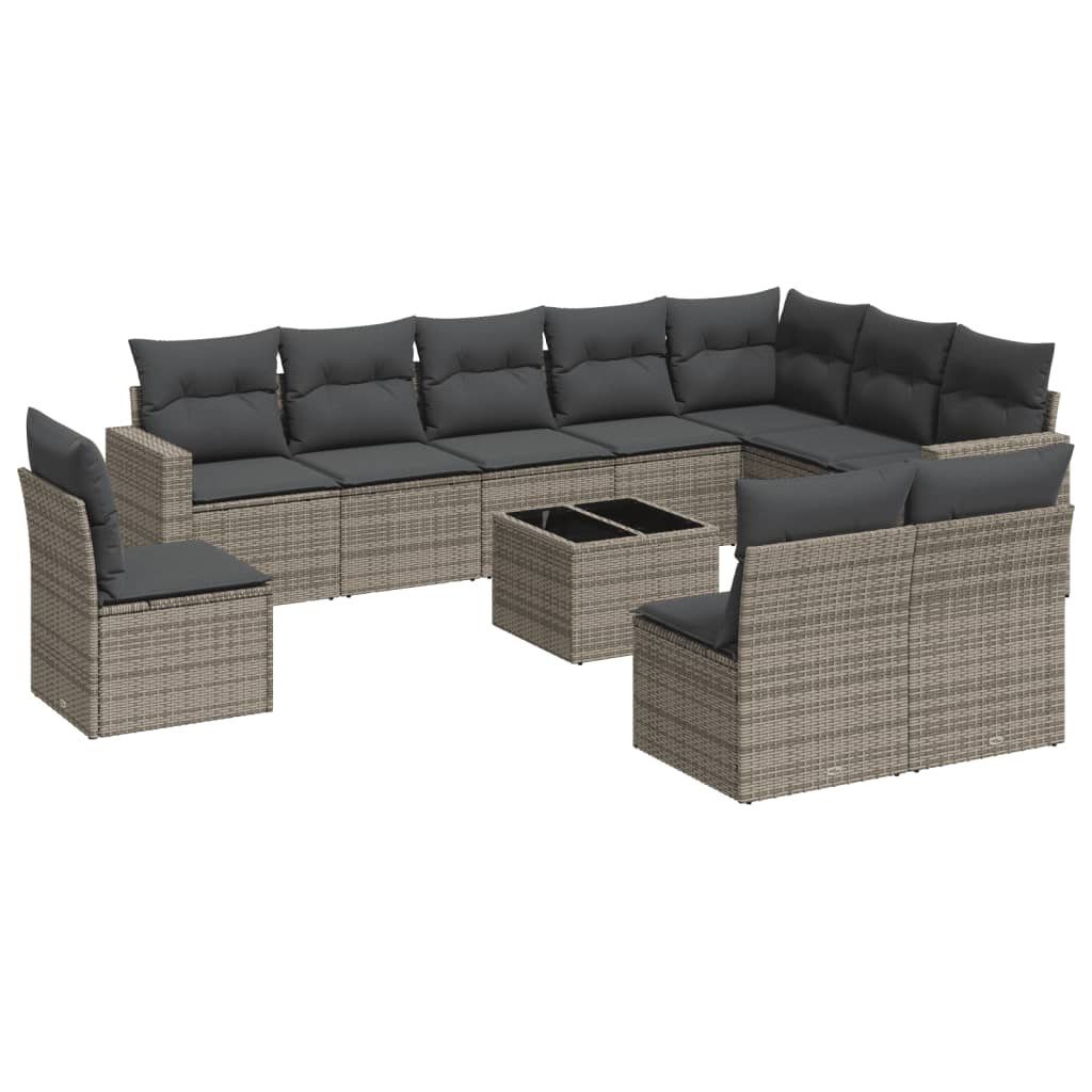 11 részes szürke polyrattan kerti ülőgarnitúra párnákkal (3251457)