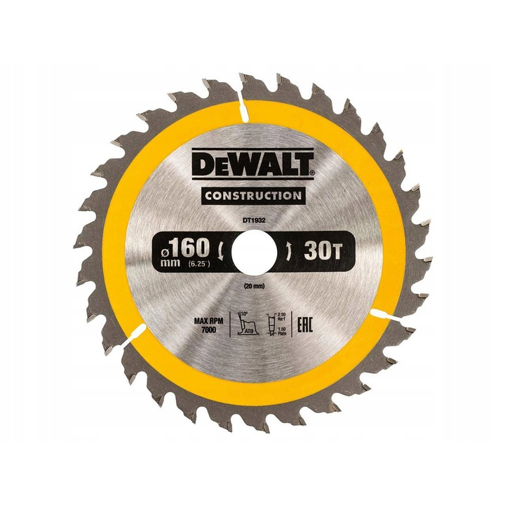 DeWALT faipari fűrésztárcsa 165mm 20mm 18z DT1933 (DT1933-QZ)