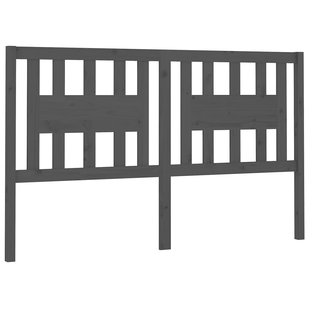 szürke tömör fenyőfa fejtámla 206 x 4 x 100 cm (818692)