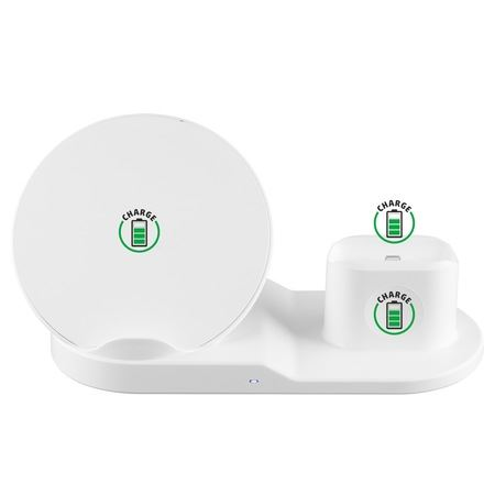 Зарядна станция Home, Qi, Безжична, Lightning конектор, USB / USB-C, 3 в 1