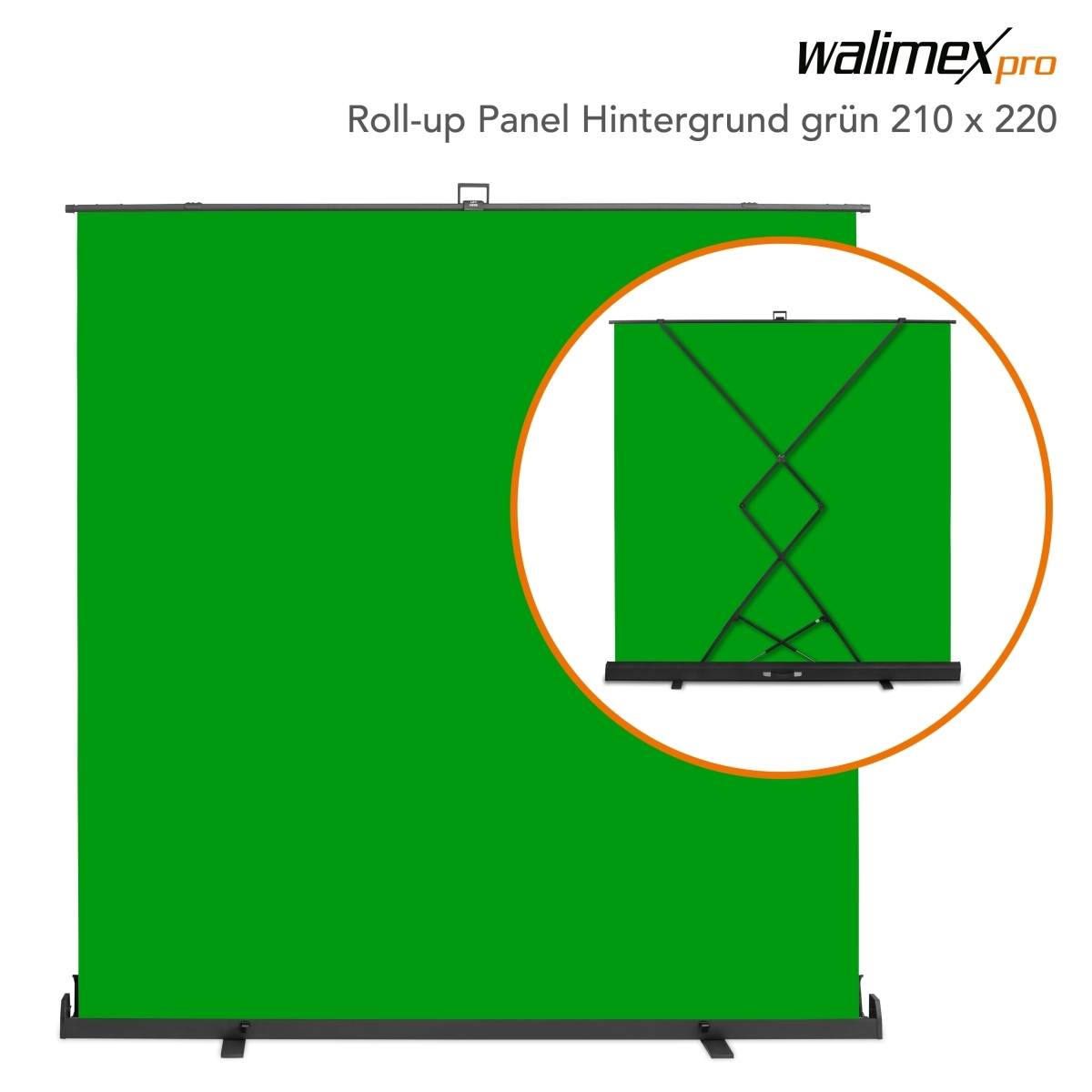 Walimex pro Roll-up 210x220cm Fotós háttér - Zöld (23209)