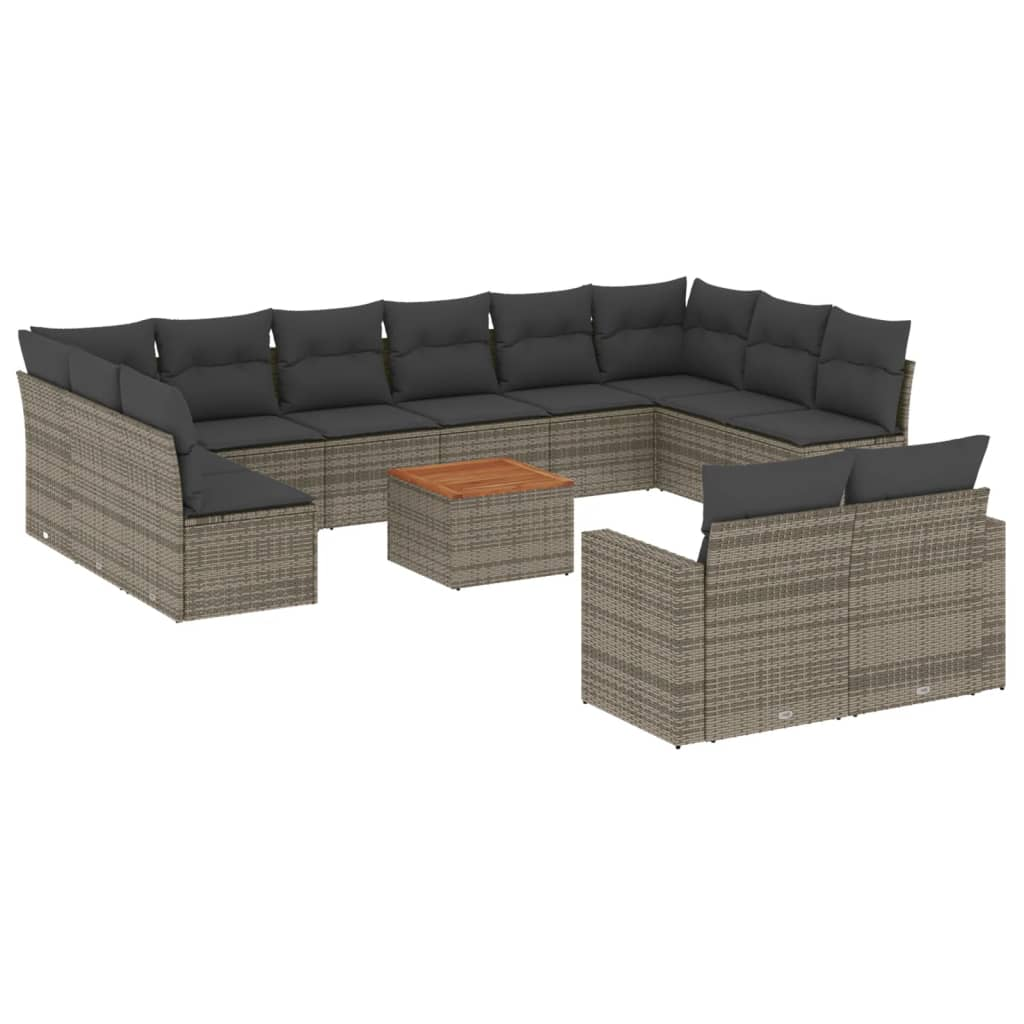 13 részes szürke polyrattan kerti ülőgarnitúra párnákkal (3224359)