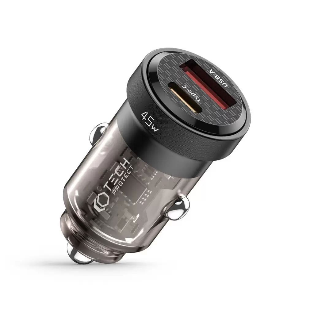 Tech-Protect CC45W 2 portos autós töltő adapter PD45W/QC3.0 fekete (127799) (t127799)