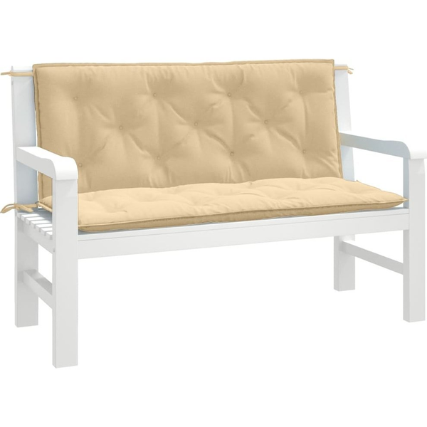 2 db melange bézs szövet kerti padpárna 120 x 50 x 7 cm