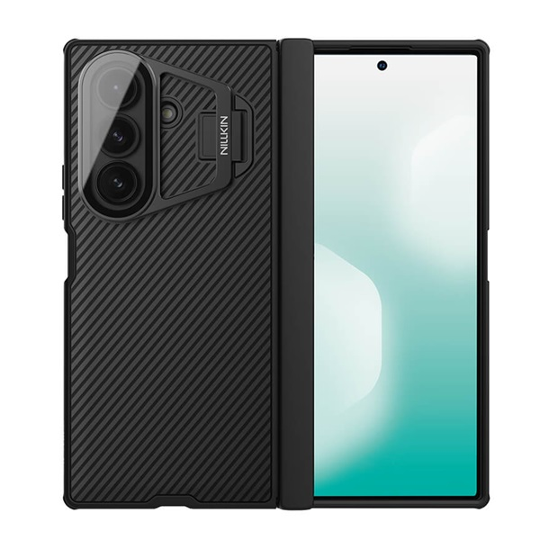 Nillkin CAMSHIELD PROP MAGNETIC szilikon telefonvédő (ütésállóság, átlátszó kameravédő, kitámasztó, csíkos) FEKETE Samsung Galaxy Z Fold7 (SM-F966) (GP-174153)