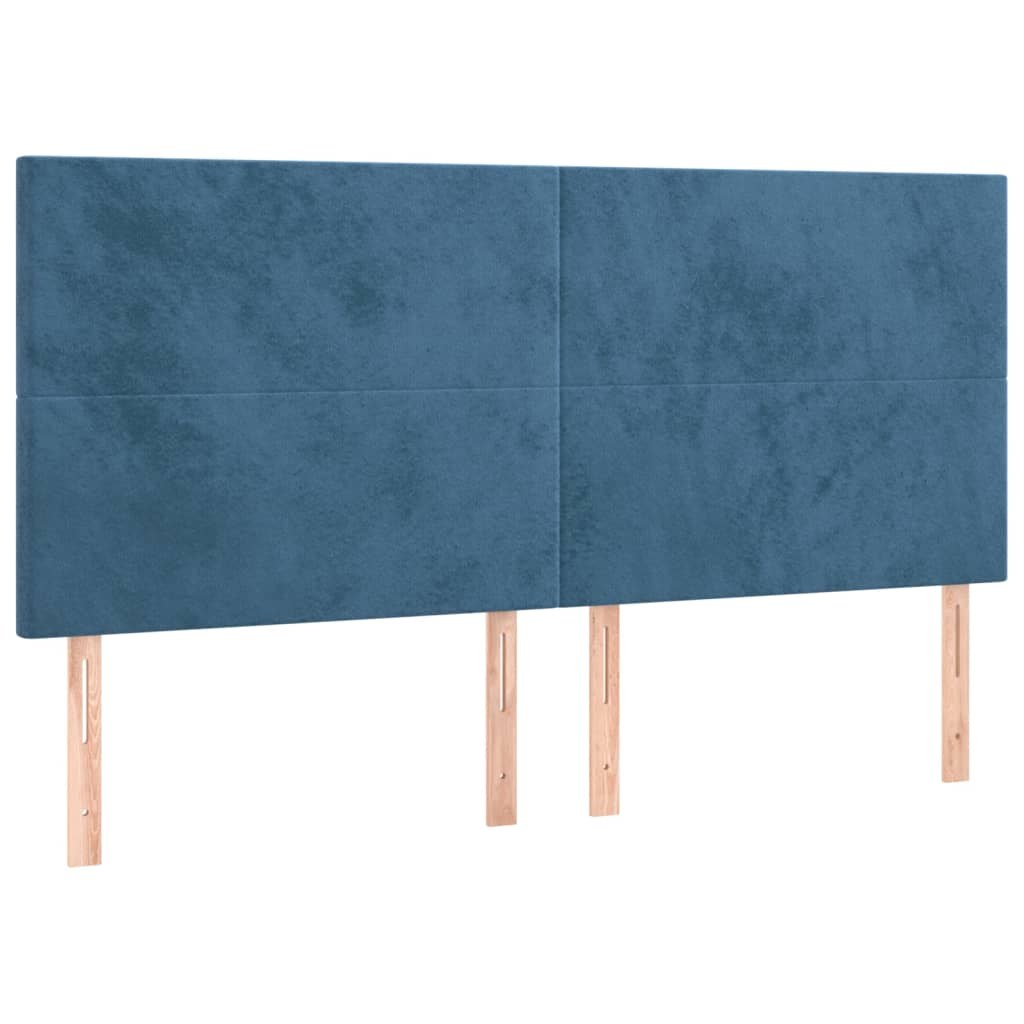 4 db sötétkék bársony fejtámla 100x5x78/88 cm (3116122)