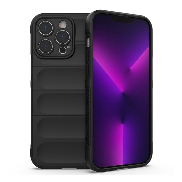 Apple iPhone 14 Pro, Szilikon tok, közepesen ütésálló, 3D minta, fekete (RS129130)