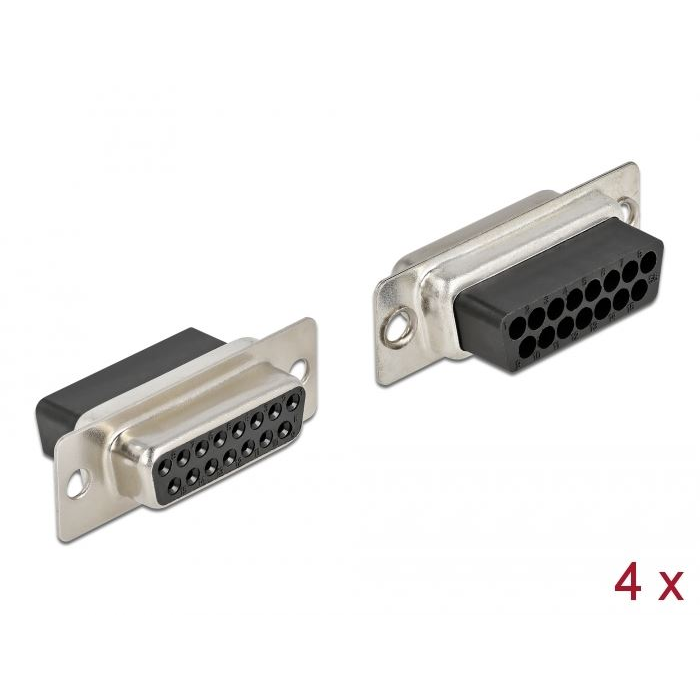 Delock D-Sub 15 tűs krimpelhető hüvely fém 4 db (66720) (DE66720)
