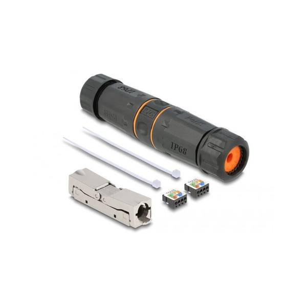 DELOCK Kabelverbinder LSA zu LSA Cat.6A IP68 wasserfest sw
