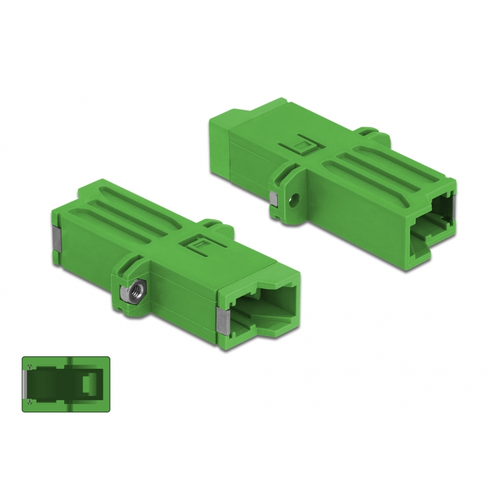 Delock Zöld E2000 Simplex anya - Simplex anya száloptikai csatoló egyszeri mód (86944) (86944)