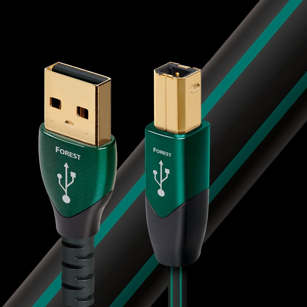 AudioQuest Forest USB 2.0-A apa - USB-B apa Összekötő kábel 1.5m - Fekete/Zöld (USBFOR01.5)