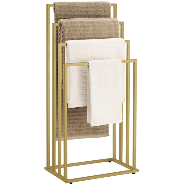 Törölközőtartó állvány, Leobert 2817-1, arany, 45 x 93,5 x 29 cm, acél szerkezet, 4 rudas, szabadon álló