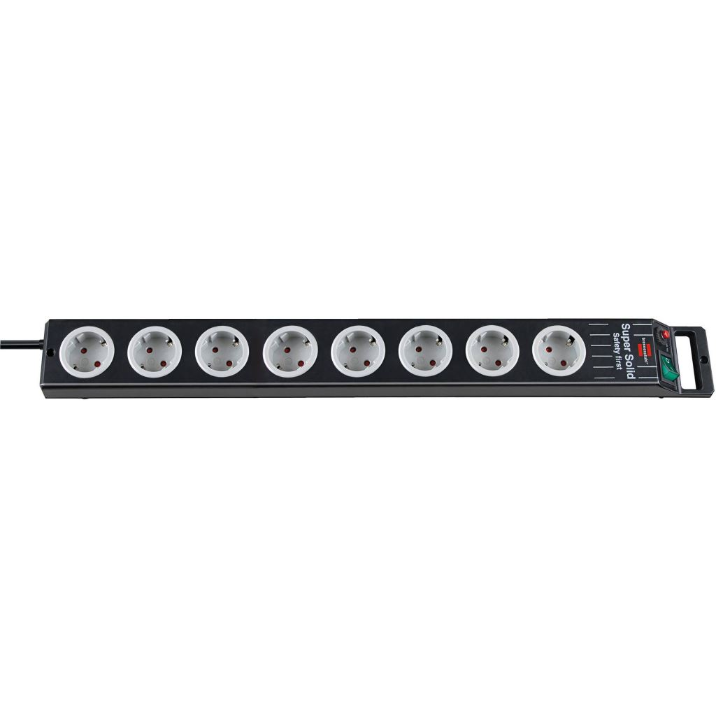 Brennenstuhl 1153380118 Elosztó kapcsolóval 8 részes Fekete Védőérintkezős 2,5m (b1153380118)