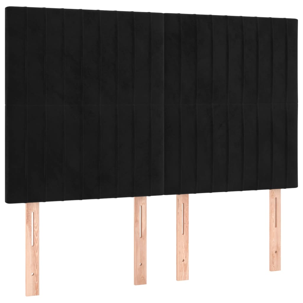 4 db fekete bársony fejtámla 72 x 5 x 78/88 cm (3116620)
