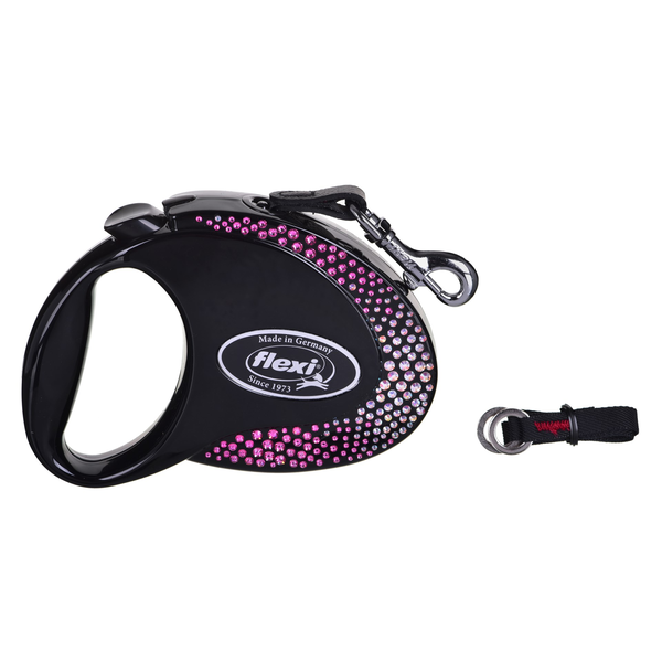 Каишка Flexi Glam Composition, SWAROVSKI, М, 5 м, До 25 кг, Черен