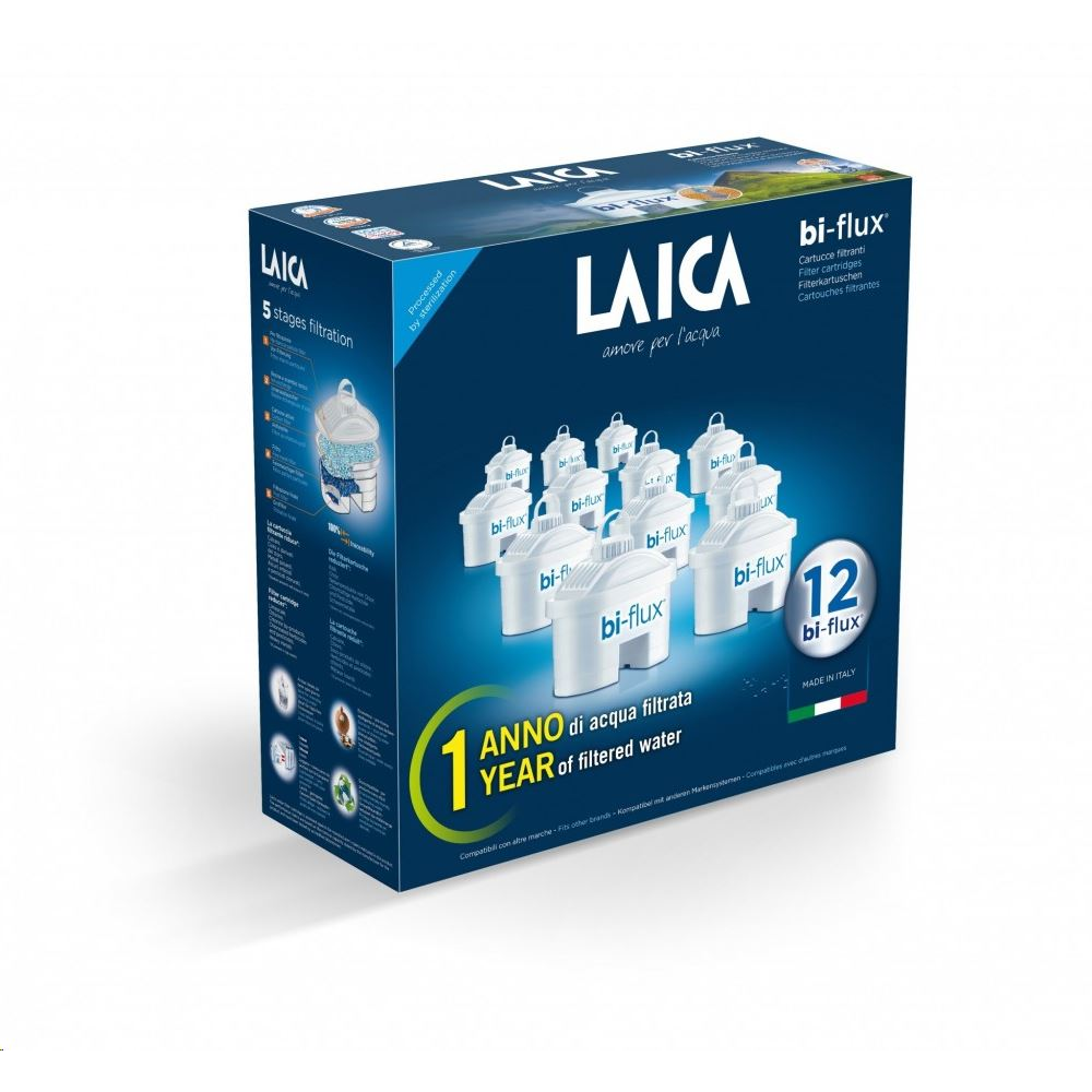 Laica Bi-Flux univerzális vízszűrőbetét 12db /F12MES0/ - 1 évre elegendő szűrőbetét csomag! (F12MES0)