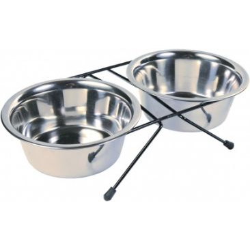 Trixie 24832 Fémtál Szett 2 Db-Os 0,75 L-Es Állványos (TX-24832)