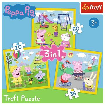 Peppa Pig 3 in 1 Happy Day Puslespil 20 stk Tegnefilm