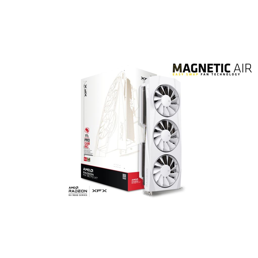 XFX Radeon RX 9070 XT 16GB Quicksilver White Magnetic Air Edition videokártya (RX-97TMAQKW9)