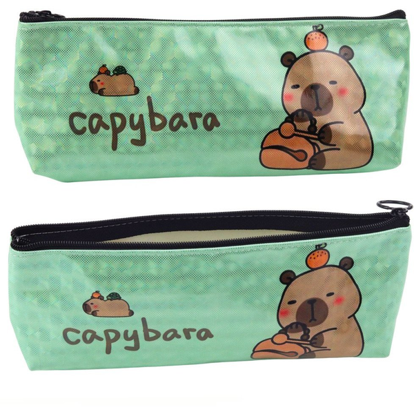 Lean Toys Iskolai Tolltartó Capybara Metálfényű, Csillogó Zöld