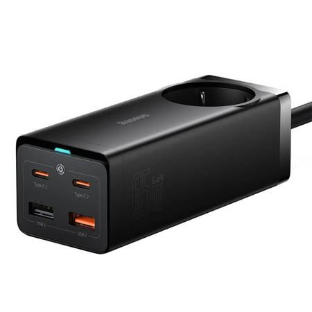 Baseus GaN3 Pro töltő adapter 2xUSB-C+2xUSB-C+AC 65W fekete (PSZM000901) (PSZM000901)