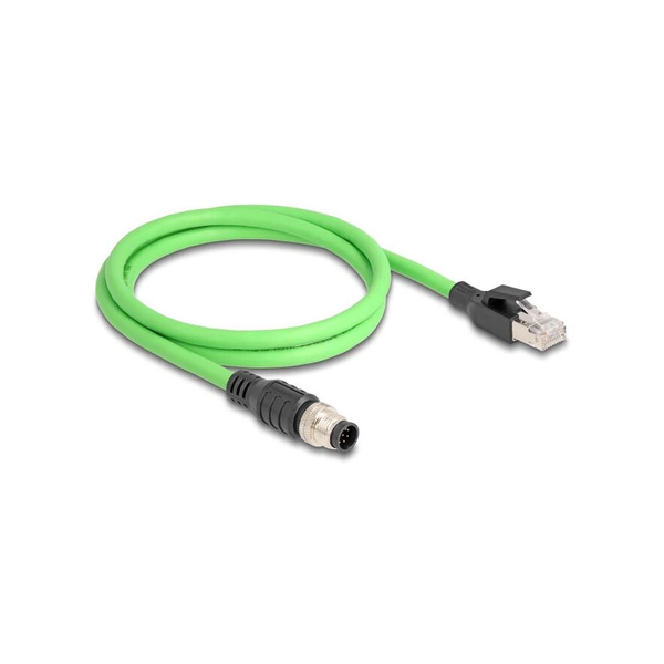 Delock Kábel M12 A kódolt 8 tűs apa - RJ45 apa PUR (TPU) 2 m (80422)