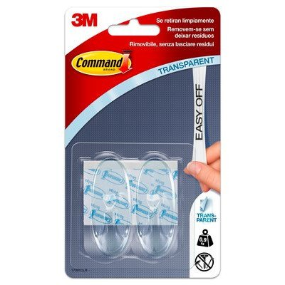 Set 2 Ganchos Medianos Ovalados Plástico COMMAND - Transparente