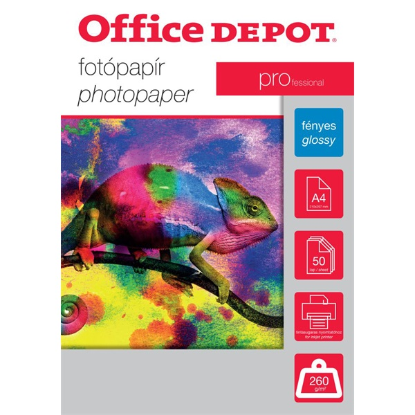 Office Depot Pro A4 Fényes fotópapír 260g/m2 (50db/csomag) (OD112261)