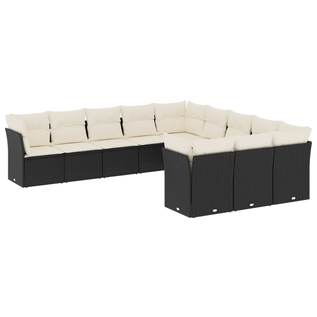 11 részes fekete polyrattan kerti ülőgarnitúra párnákkal (3250245)
