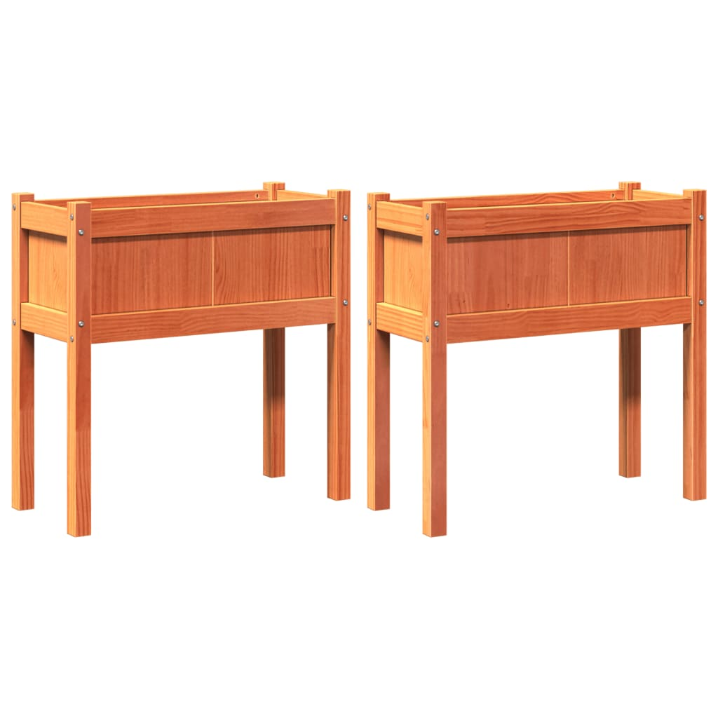 2 db viaszbarna tömör fenyő kerti virágláda lábakkal (837559)