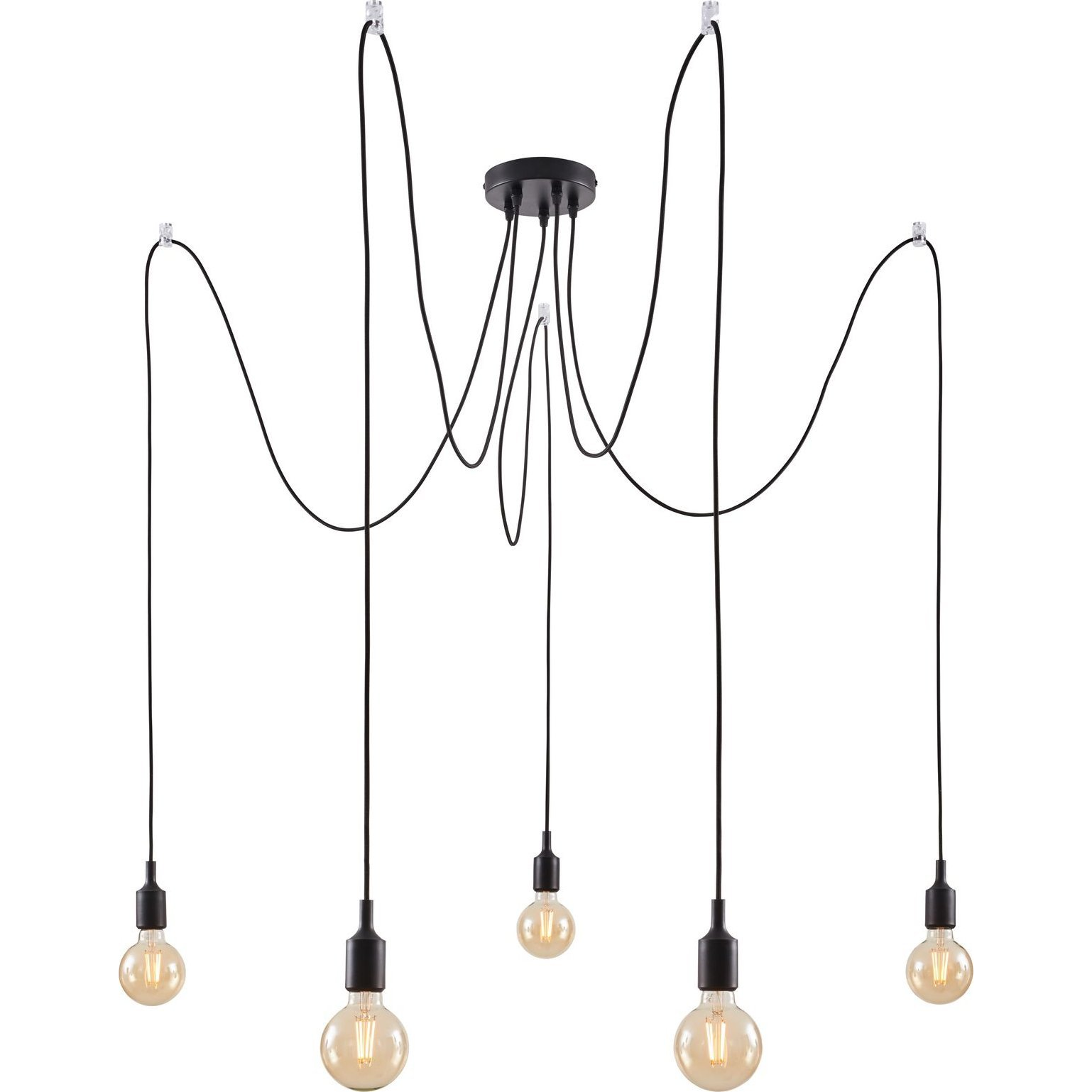 Paulmann 50389 Neordic Ketil több ágú függeszték, bura néküli, fekete, 5x E27 foglalat, IP20 (PL50389)