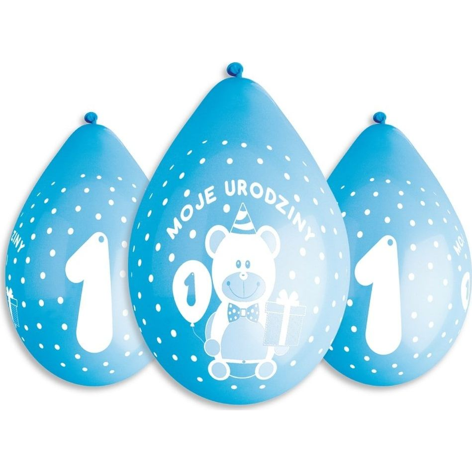 Blue 1st Birthday Függő Lufi - 5 db, 30 cm (6318432)