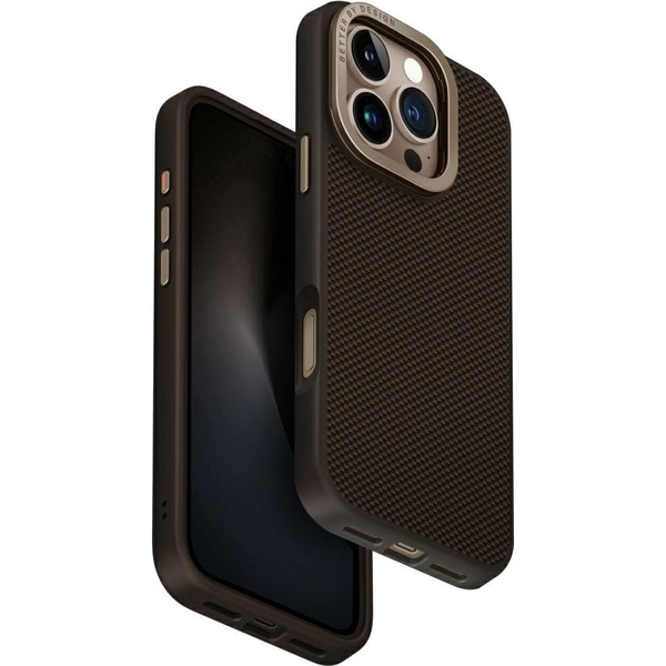 Etui UNIQ Keva Max do iPhone 16 Pro      Magclick Charging Camera Stand brązowy