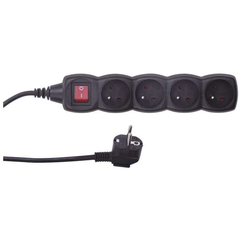EMOS Hosszabbító kábel kapcsolóval - 4 aljzat, 5 m, fekete (1902340500)