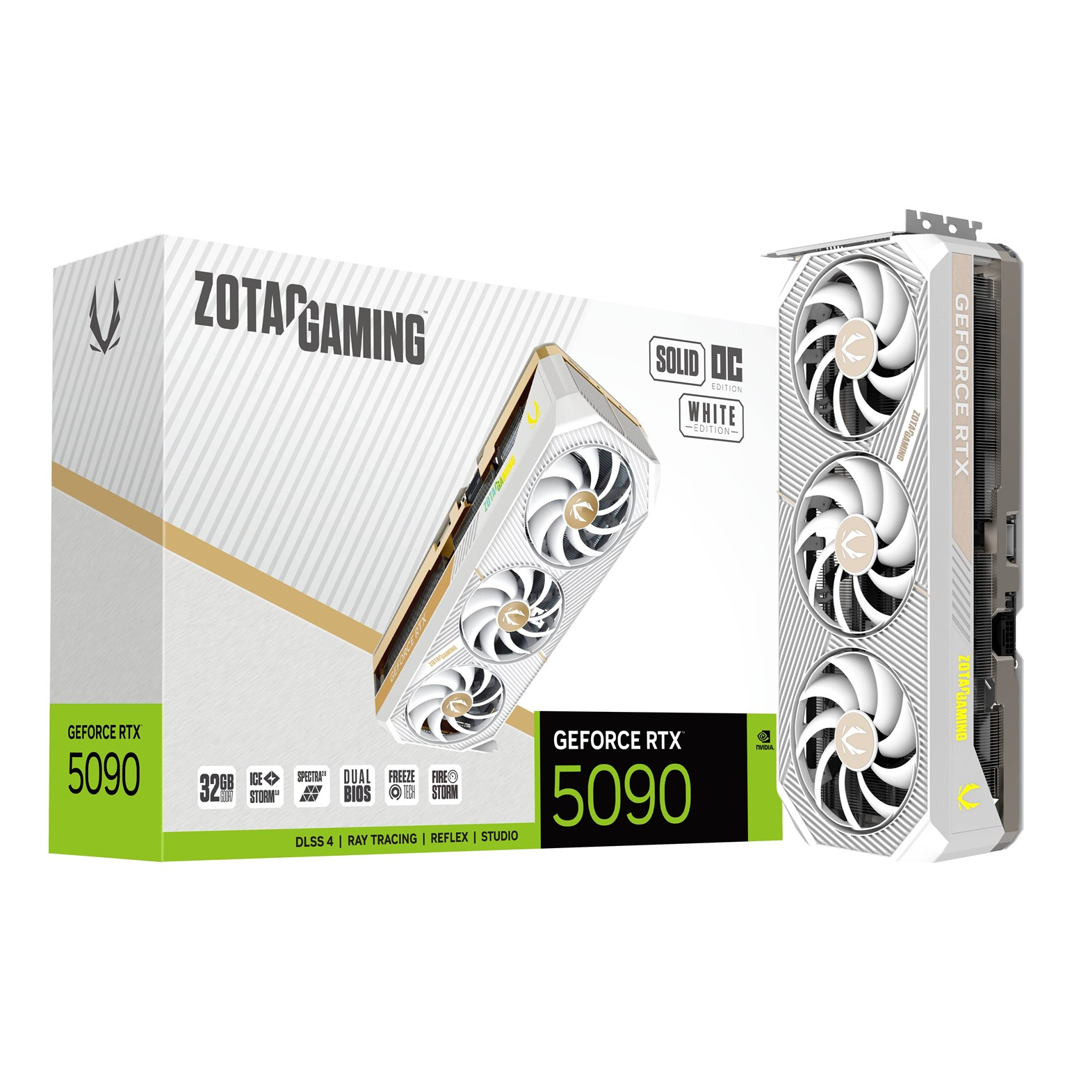 Zotac GeForce RTX 5090 32GB GDDR7 Solid OC Videókártya - Fehér