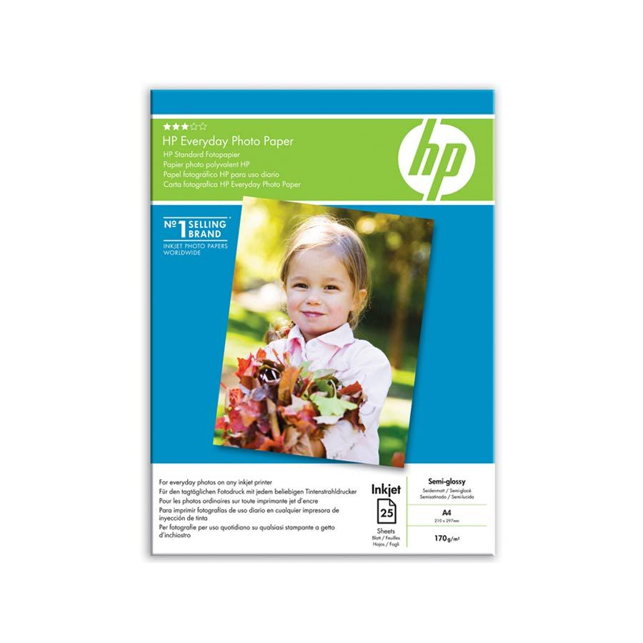 HP Papier photo semi-brillant Everyday 175 g/m² - 25 feuilles/A4/210 x 297 mm fotopapír Černá, Modrá, Bílá Semi-gloss (Q5451A)