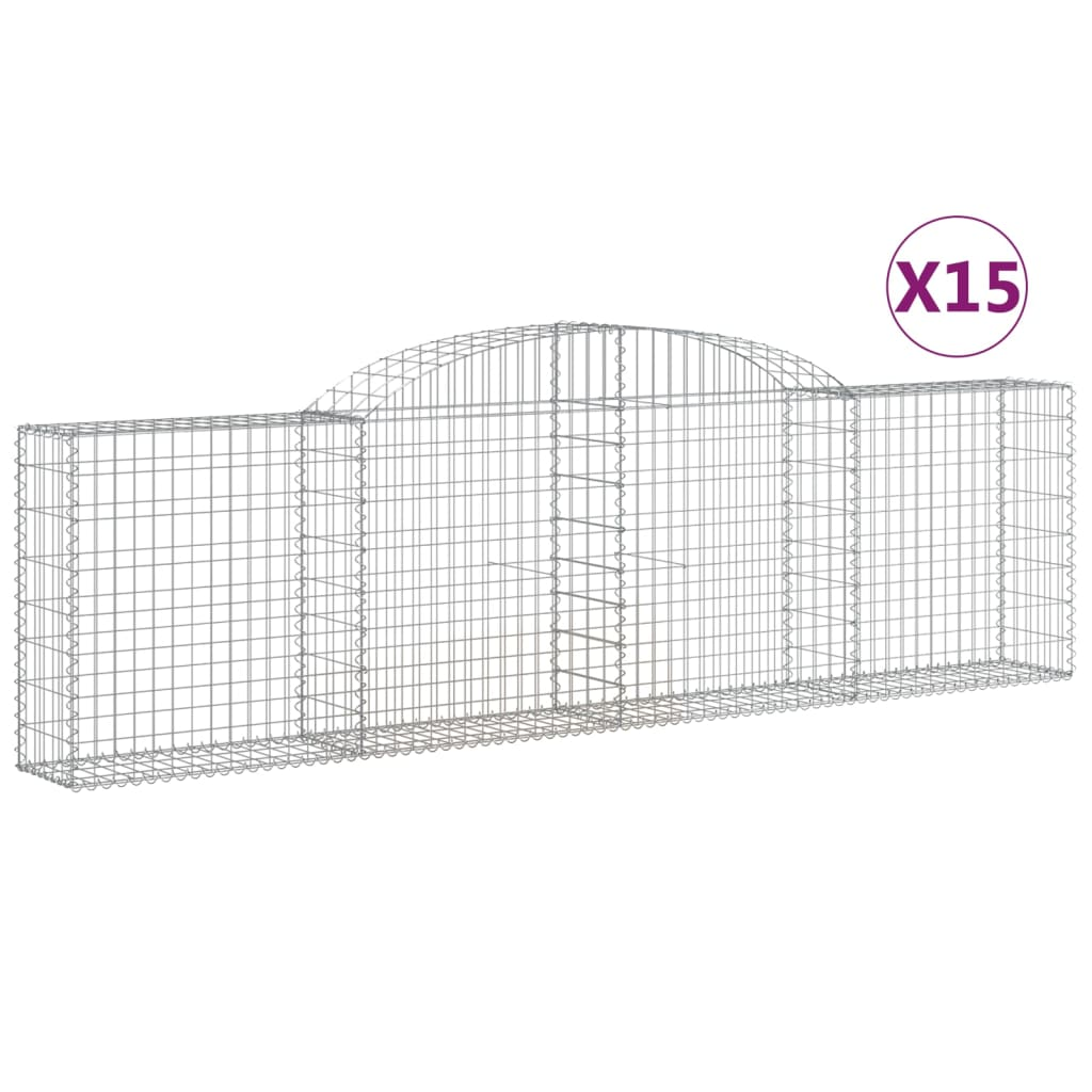 15 db íves horganyzott vas gabion kosár 300x30x80/100 cm (3146515)