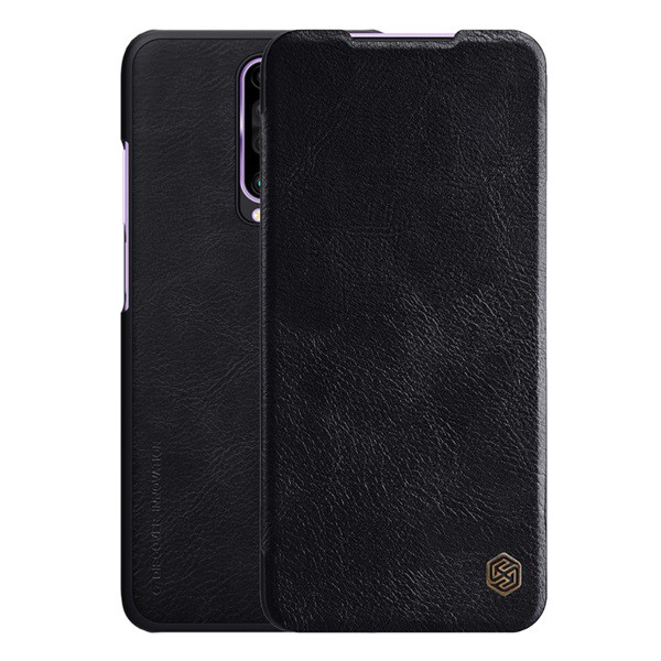 NILLKIN QIN tok álló, bőr hatású (FLIP, oldalra nyíló, bankkártya tartó) FEKETE [Xiaomi Redmi K30 / K30 5G]