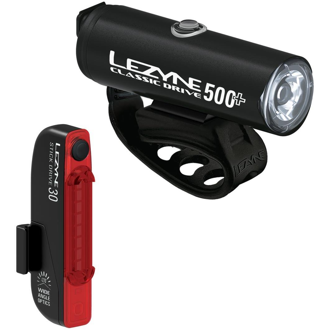 Lezyne Classic Drive 500+ / Stick Drive Pair Satin Black / Black (1-LED-29P-V637)