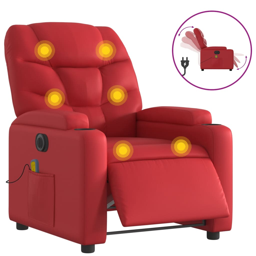 bordó műbőr elektromos dönthető masszázsfotel (3204656)