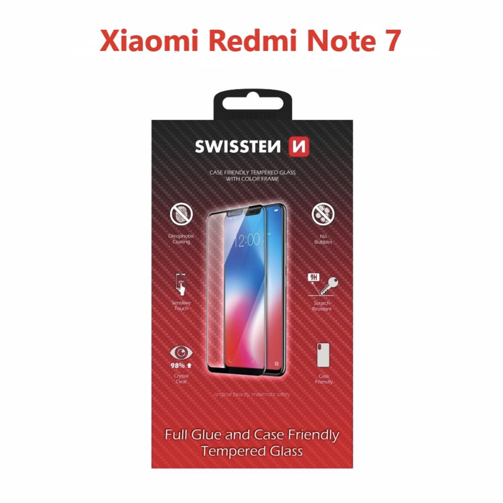 Swissten Case Friendly Xiaomi Redmi Note 7 üvegfólia - fekete (54501731)