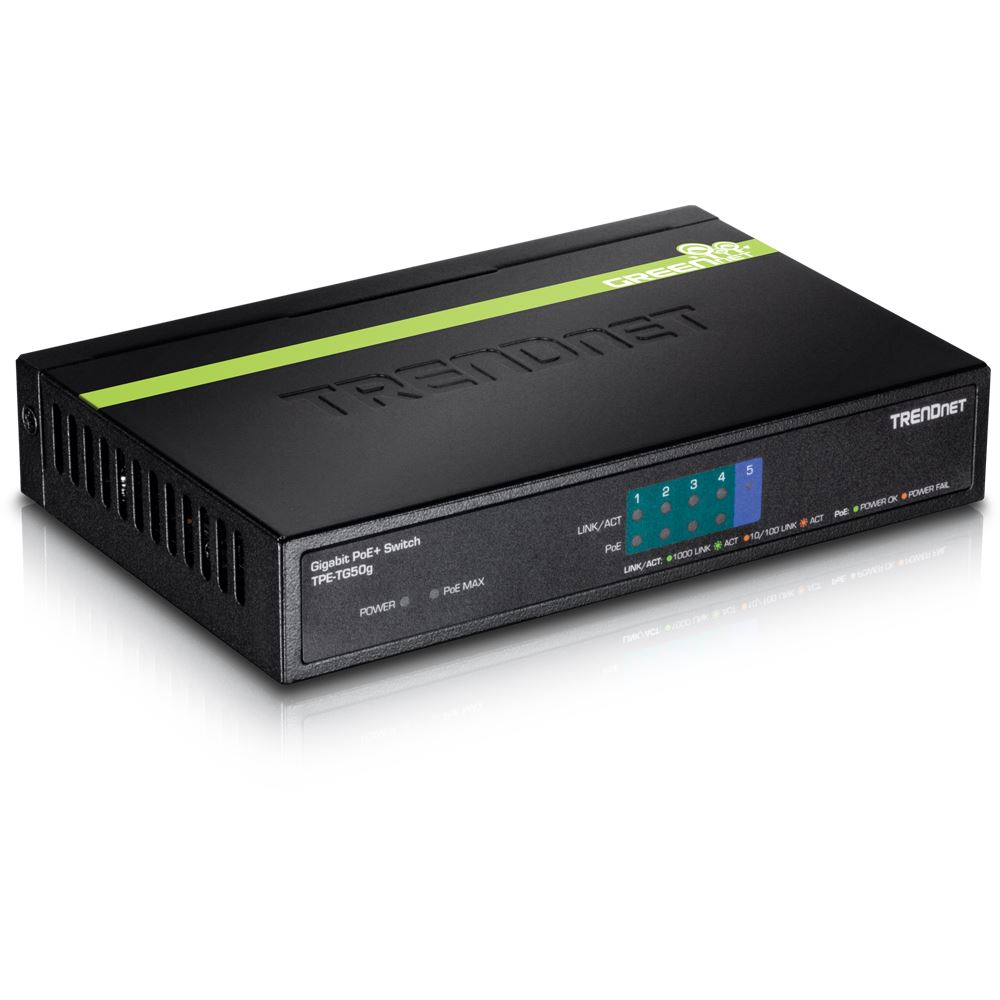 TRENDnet TPE-TG50G Gigabit 5 portos PoE+ Switch (TPE-TG50G)
