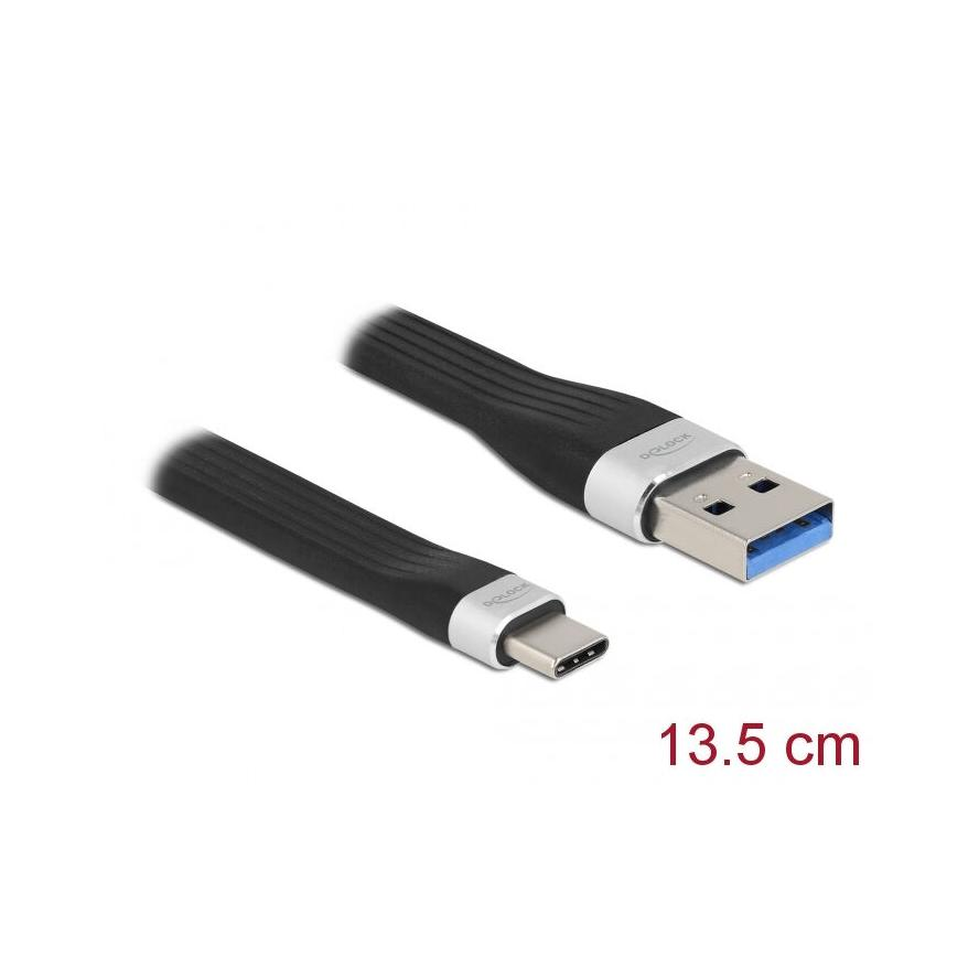 Delock USB 3.2 Gen1 - USB C kábel 0.135m - Fekete