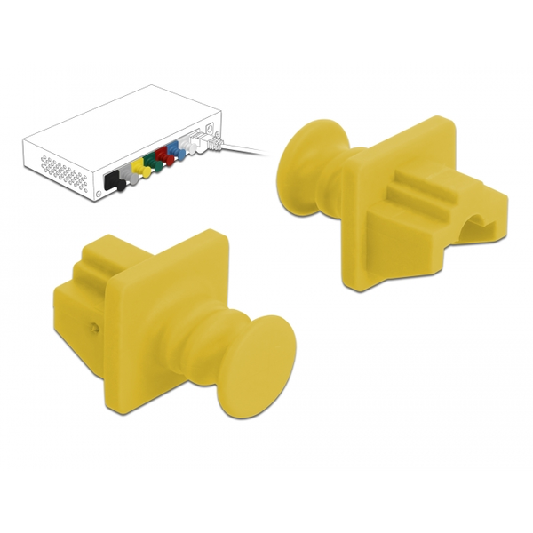 Delock Porvédő RJ45 csatlakozóra fogantyúval Sárga (10 db / csomag)