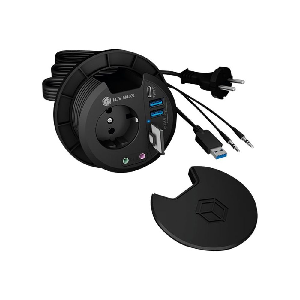 ICY BOX IB-HUB1430-CR csatlakozóaljzat Fekete (IB-HUB1430-CR)