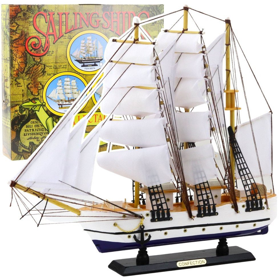 Gyűjthető Dekoratív Vitorlás Fregatt Modell Fehér 49x43cm  22589 (22589)