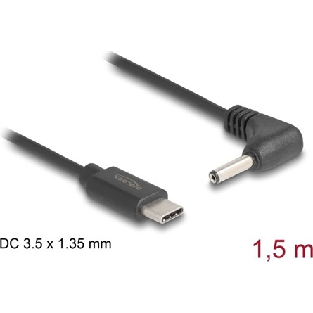 Delock USB Type-C  tápkábel - DC 3,5 x 1,35 mm méretű apa hajlított 1,5 m (85393)