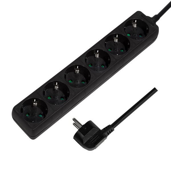 Stekkerdoos 6-voudig 1.5m / Zwart / LogiLink