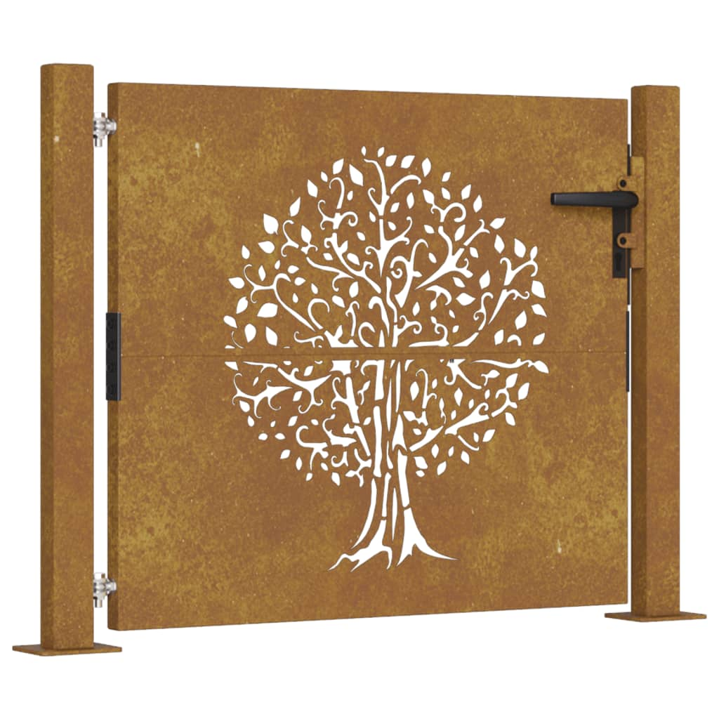 rozsdaszínű famintás corten acél kerti kapu 105 x 105 cm (153215)