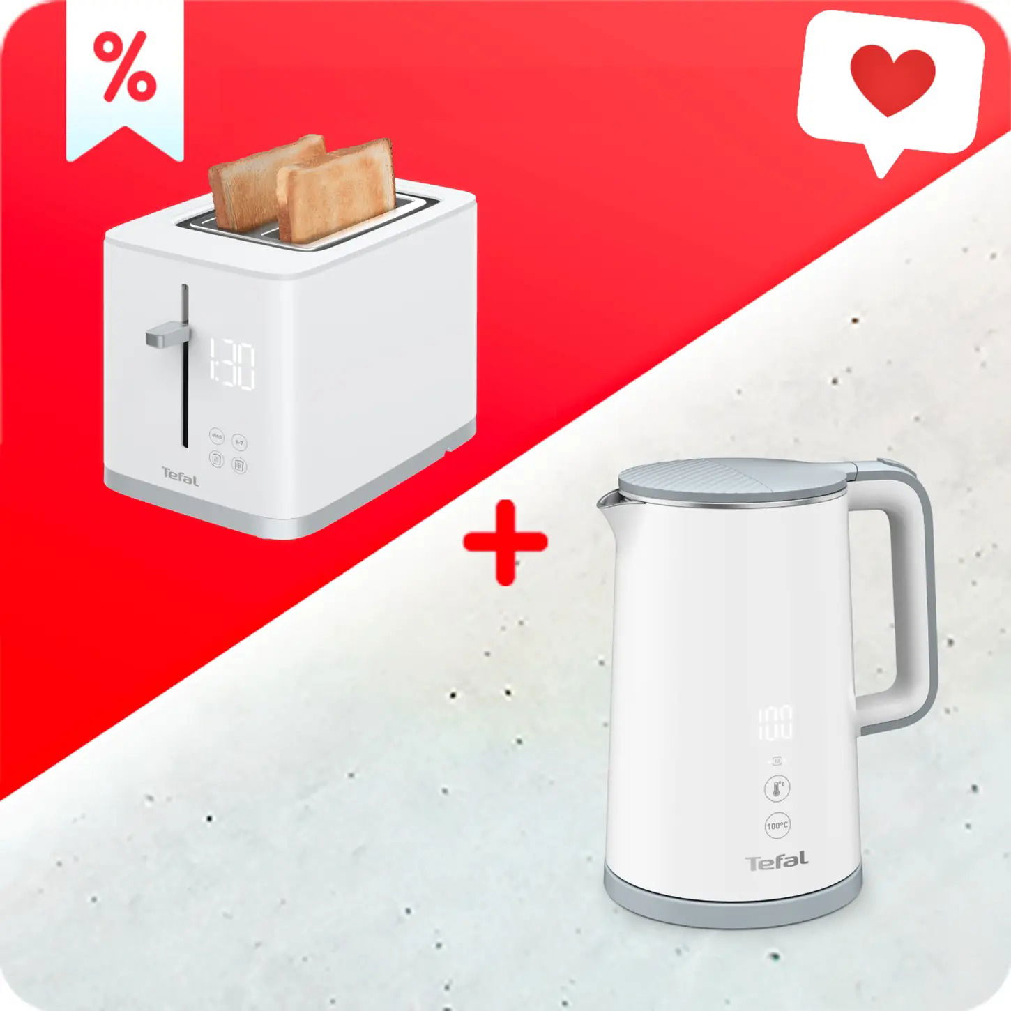 Tefal KO693110 Sense white + Toaster Tefal TT693110 Sense 2S (TEFRK159ss)